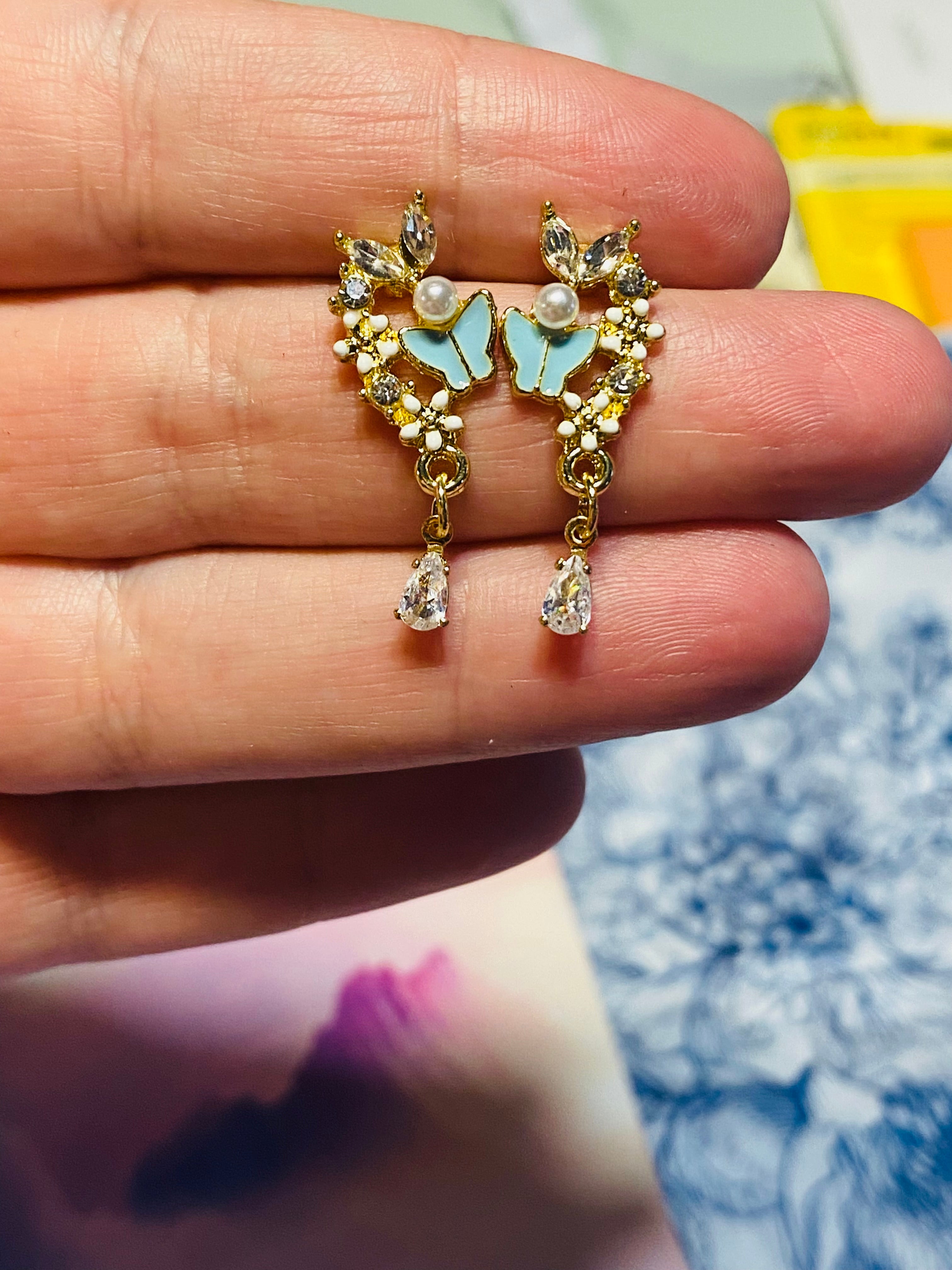 Aqua butterfly earrings